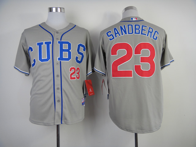 Men Chicago Cubs #23 Sandberg Grey CUBS MLB Jerseys->chicago cubs->MLB Jersey